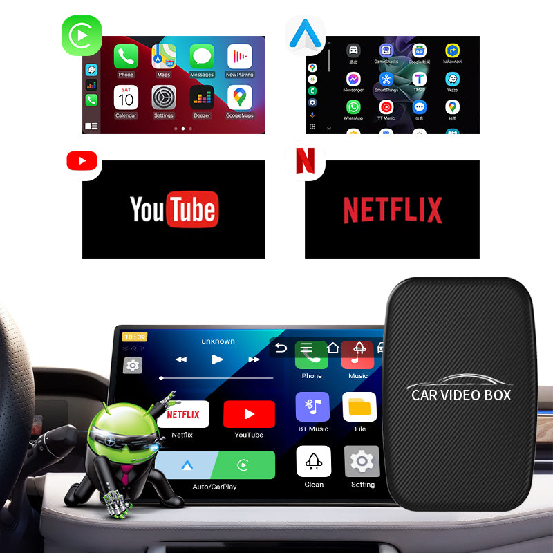 2024 Upgrade Wireless Carplay Adapter and Android Auto Wireless Adapter Converts Wired to Wireless Carplay Dongle, Carplay Wireless Adapter Support YouTube/Netflix/TF Card,Magic Box Plug & Play