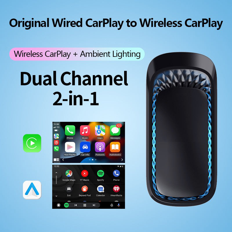 2 IN 1 Wireless CarPlay Adapter, Easy Plug & Play Converts Wired CarPlay to Wireless,Convert Wired to Wireless CarPlay Dongle for Cars,Compatible with Cars from 2016 & for iPhone iOS 10+/